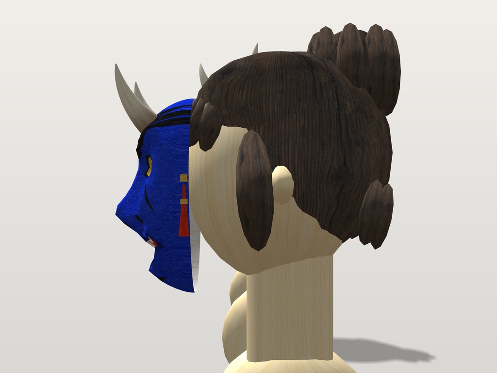【VRChat想定】鬼の面 三色(赤鬼・青鬼・黒鬼)|Head 装飾品|和風・祭り・節分のお面【Modular Avatar 設定済みPrefab / unitypackage・FBX】