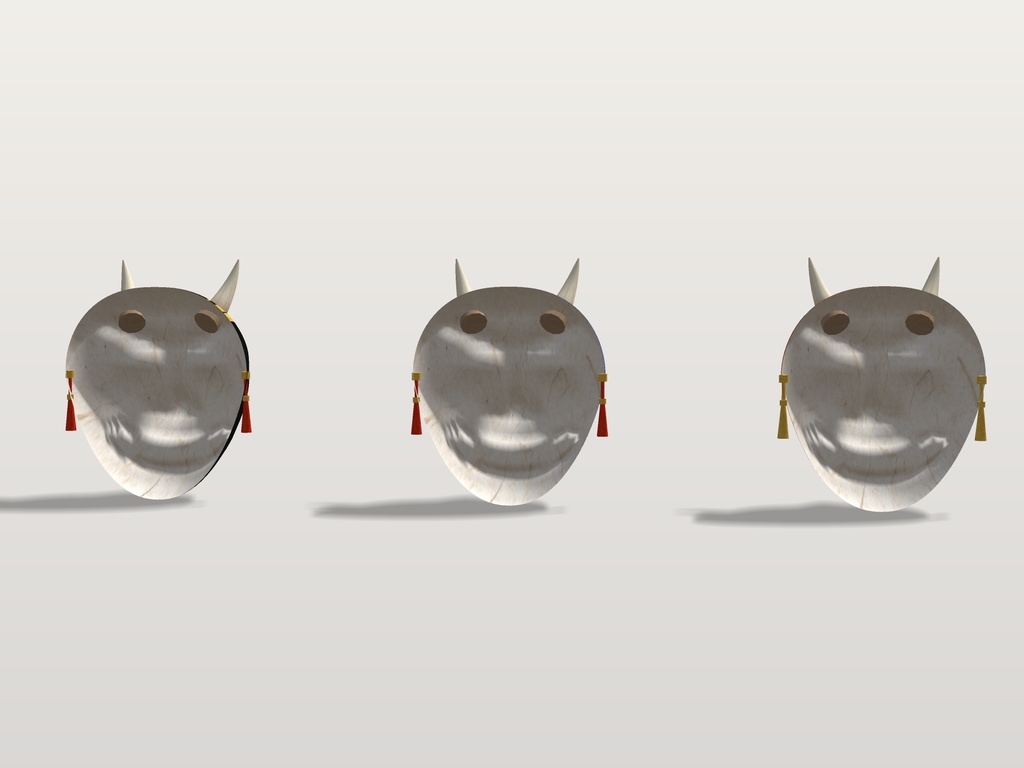 【VRChat想定】鬼の面 三色(赤鬼・青鬼・黒鬼)|Head 装飾品|和風・祭り・節分のお面【Modular Avatar 設定済みPrefab / unitypackage・FBX】