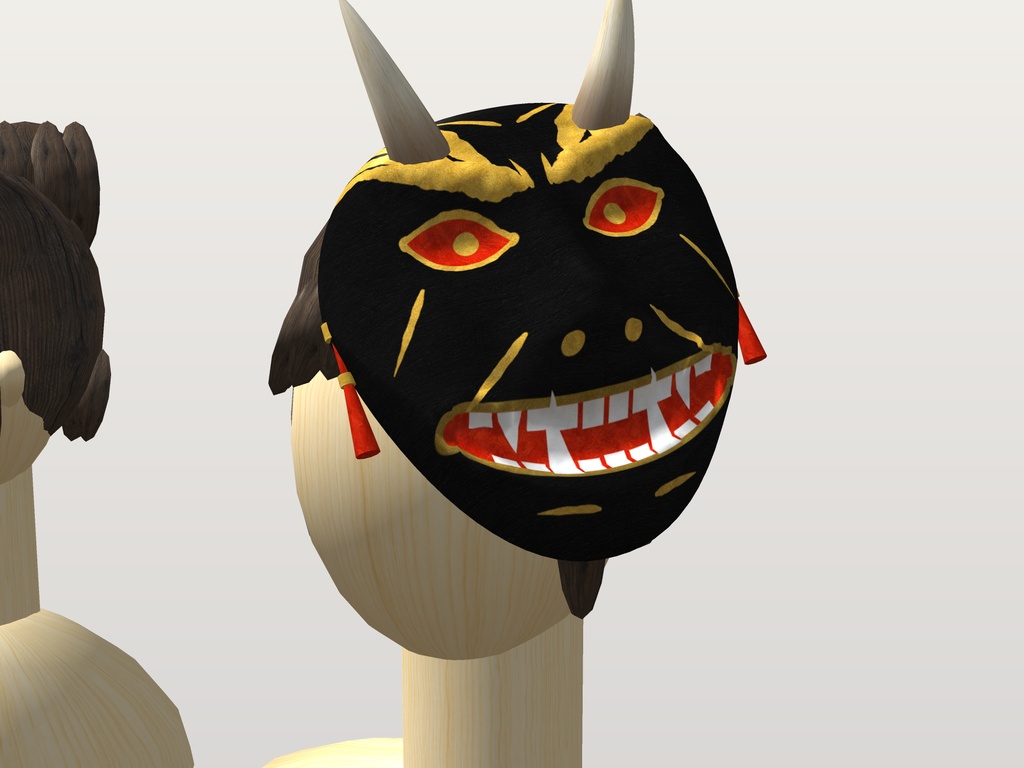 【VRChat想定】鬼の面 三色(赤鬼・青鬼・黒鬼)|Head 装飾品|和風・祭り・節分のお面【Modular Avatar 設定済みPrefab / unitypackage・FBX】