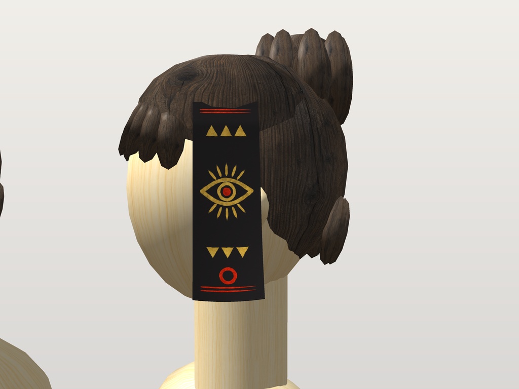 【VRChat想定】お札 三柄(白地に朱印と墨の渦・黄地に朱の稲妻・黒地に金の目)|Head 装飾品|額に貼る・頭の横に貼る【Modular Avatar 設定済みPrefab / unitypackage・FBX】