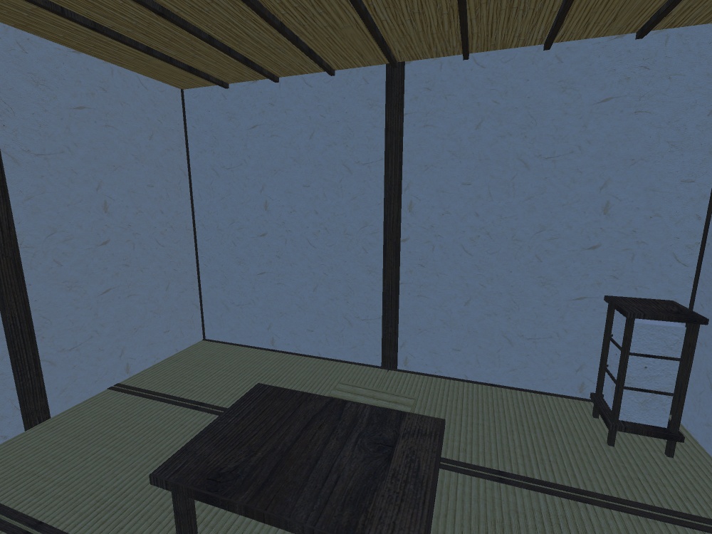 【VRChat想定|ホーム素体】秋の離れ 一棟|茅葺きの六畳・縁側・ススキの坪庭・板塀|マテリアル5【unitypackage / FBX・OBJ】