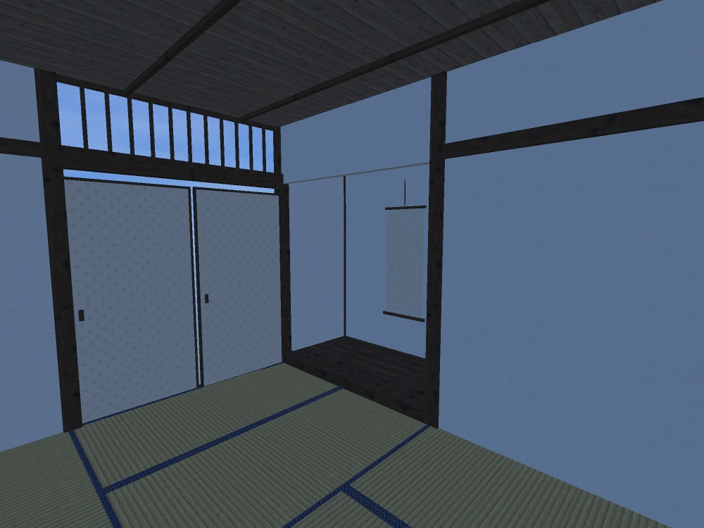 【VRChat想定】1マテリアルで組める和室キット|畳・襖・障子・柱・壁・床の間・天井 23部品|半間0.91mグリッド・六畳の組み見本つき【unitypackage / FBX・OBJ】
