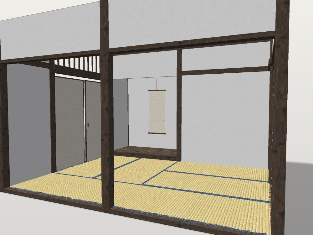 【VRChat想定】1マテリアルで組める和室キット|畳・襖・障子・柱・壁・床の間・天井 23部品|半間0.91mグリッド・六畳の組み見本つき【unitypackage / FBX・OBJ】