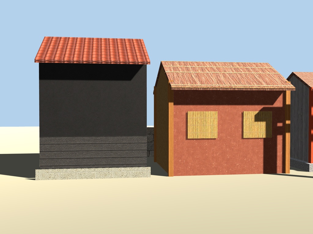 【VRChat想定|マテリアル】和風の建材マテリアル16種|城下町・神社・温泉街の壁・屋根・柱・石垣|PBR 1024(albedo・normal・ORM)【unitypackage / Godot 4 / Blender】