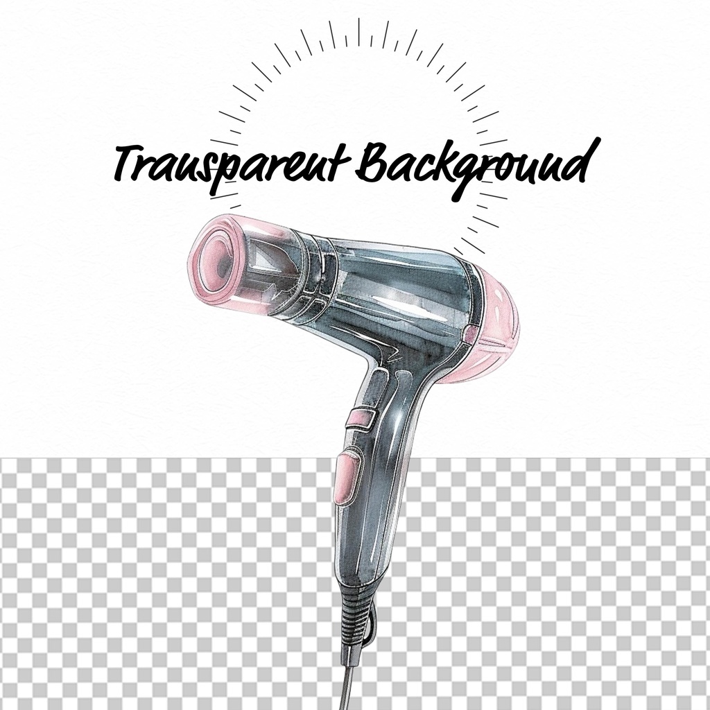 01_ヘアサロンアイテムクリップアート素材|透過PNG5点セット