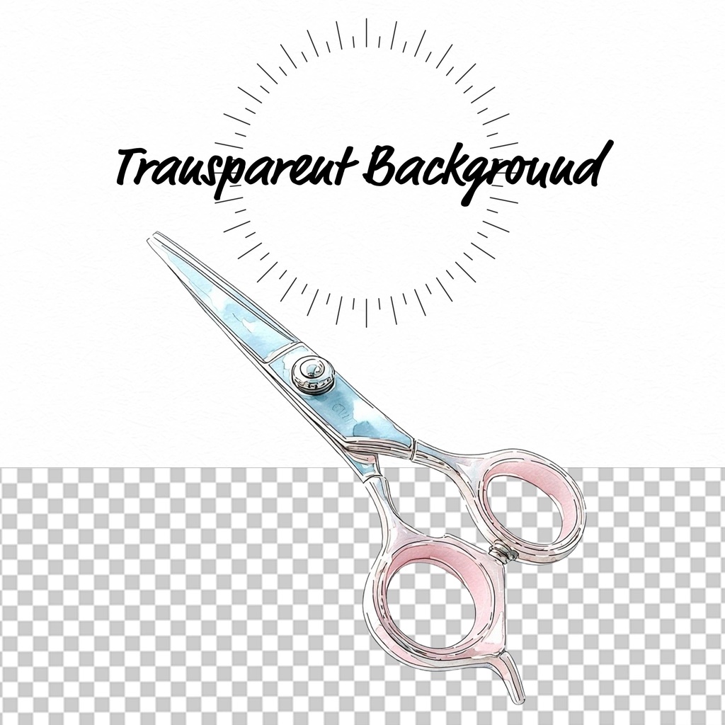 02_ヘアサロンアイテムクリップアート素材|透過PNG5点セット