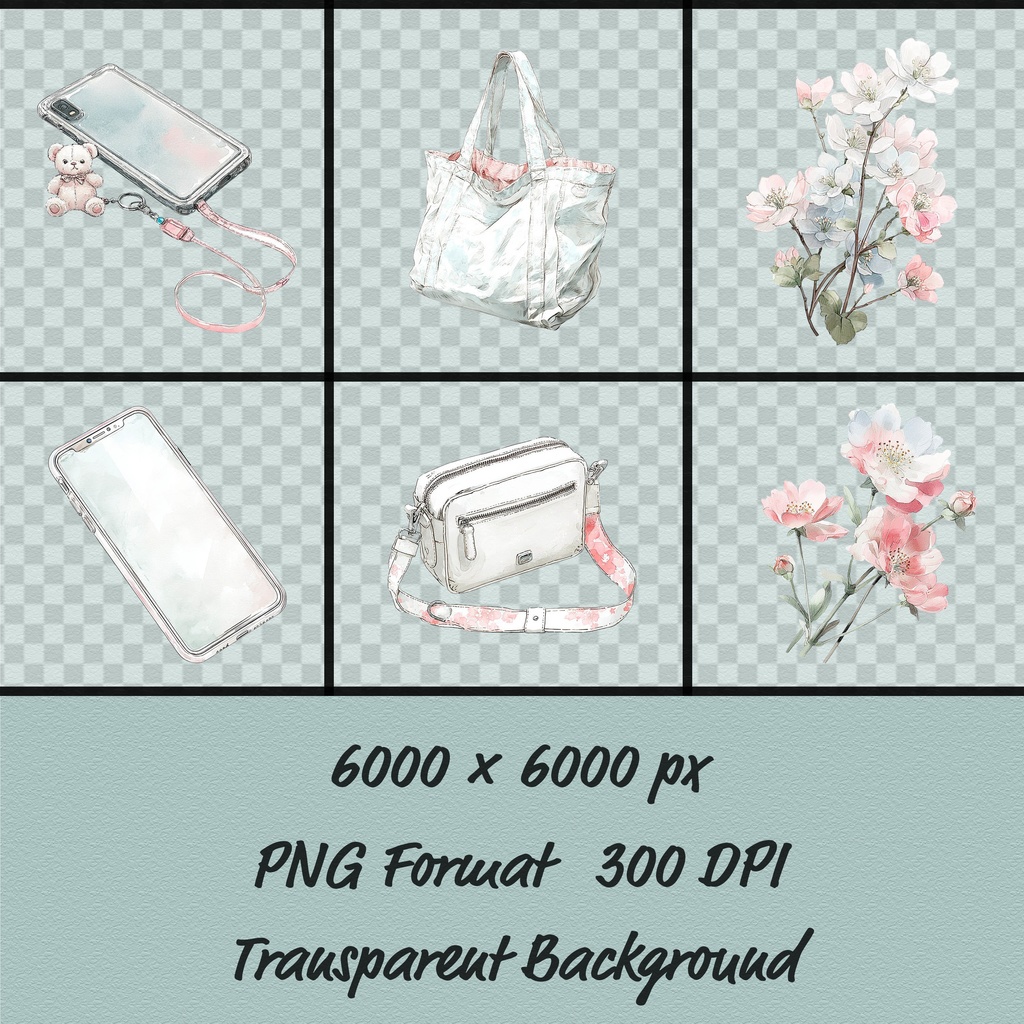 02_日常スタイル少女クリップアート素材|透過PNGキャラクター7点セット