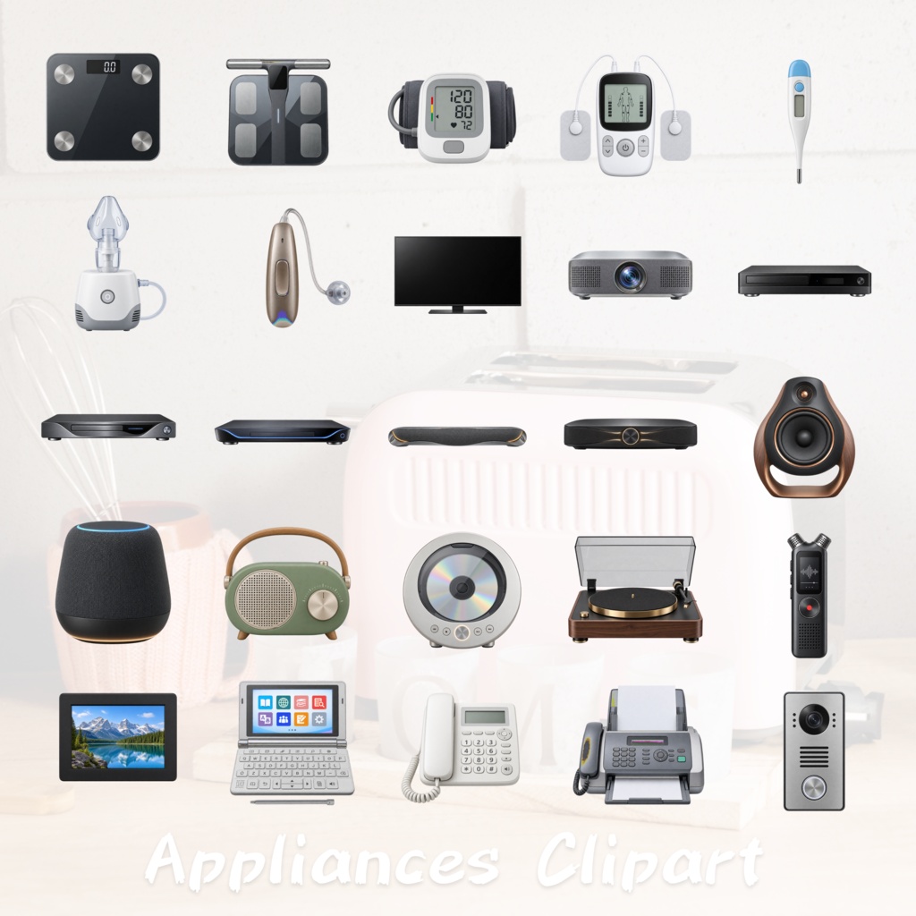 【151点セット】家電・電化製品 PNG素材集|6000×6000px・300dpi|商用利用OK