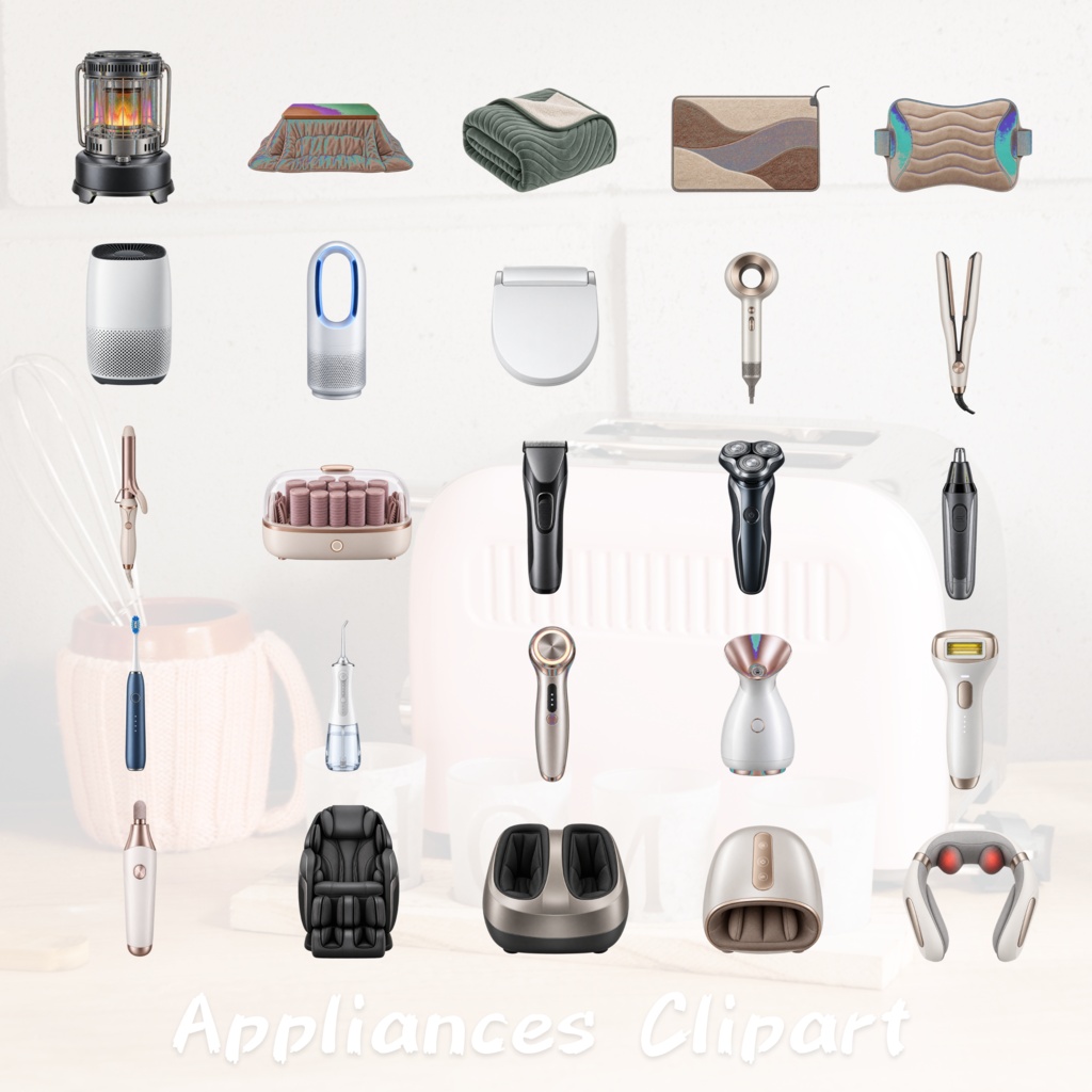 【151点セット】家電・電化製品 PNG素材集|6000×6000px・300dpi|商用利用OK