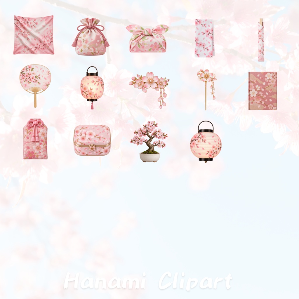 【39点セット】桜・お花見 PNG素材集|6000×6000px・300dpi|商用利用OK