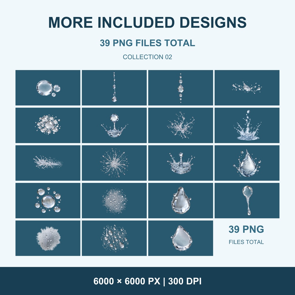 水滴39点セット 背景透過PNG 高解像度 商用利用可能