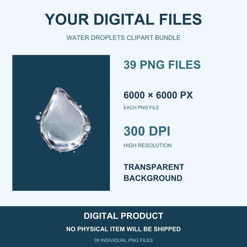 水滴39点セット 背景透過PNG 高解像度 商用利用可能