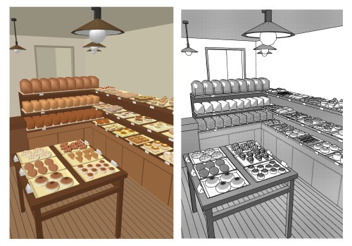 パン屋さん 3D素材(クリスタ用)