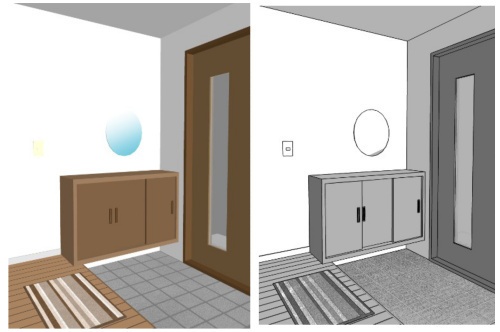 シンプルな玄関 3D素材(クリスタ用)