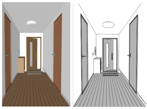 シンプルな玄関 3D素材(クリスタ用)