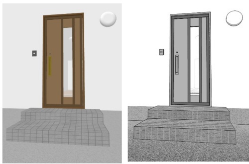 シンプルな玄関 3D素材(クリスタ用)