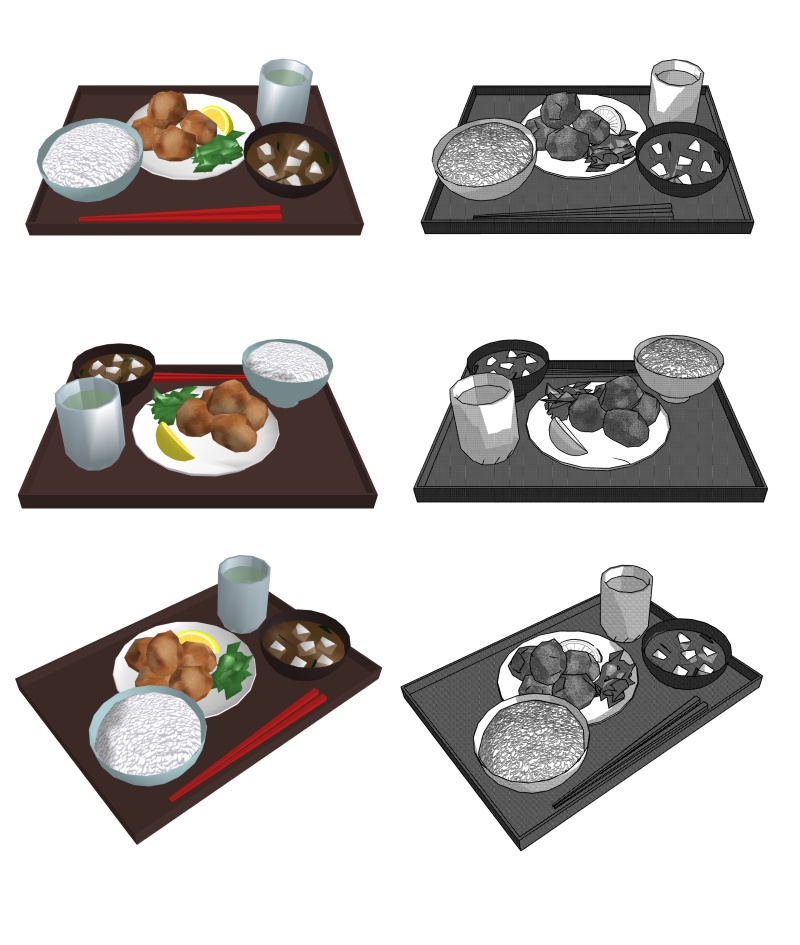 からあげ定食 3D素材(クリスタ用)