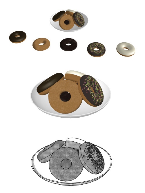 ドーナツ 3D素材(クリスタ用)