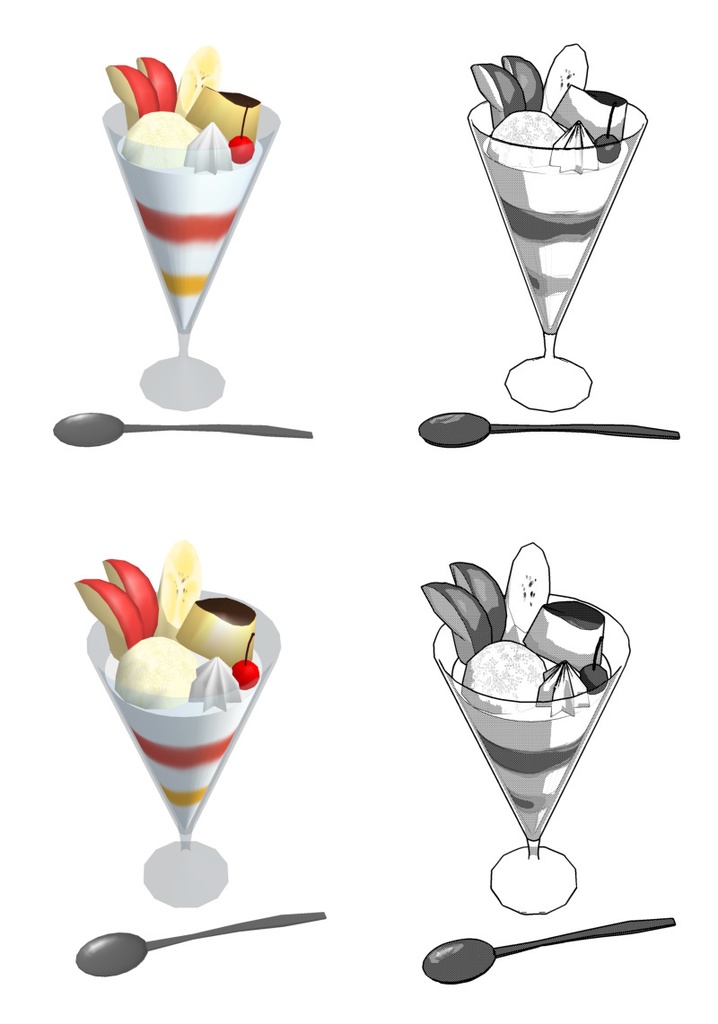 パフェ 3D素材(クリスタ用)