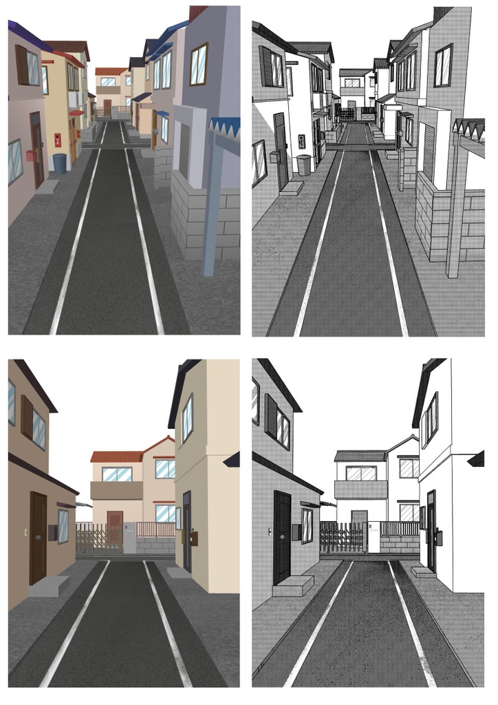 住宅街 3D素材(クリスタ用)