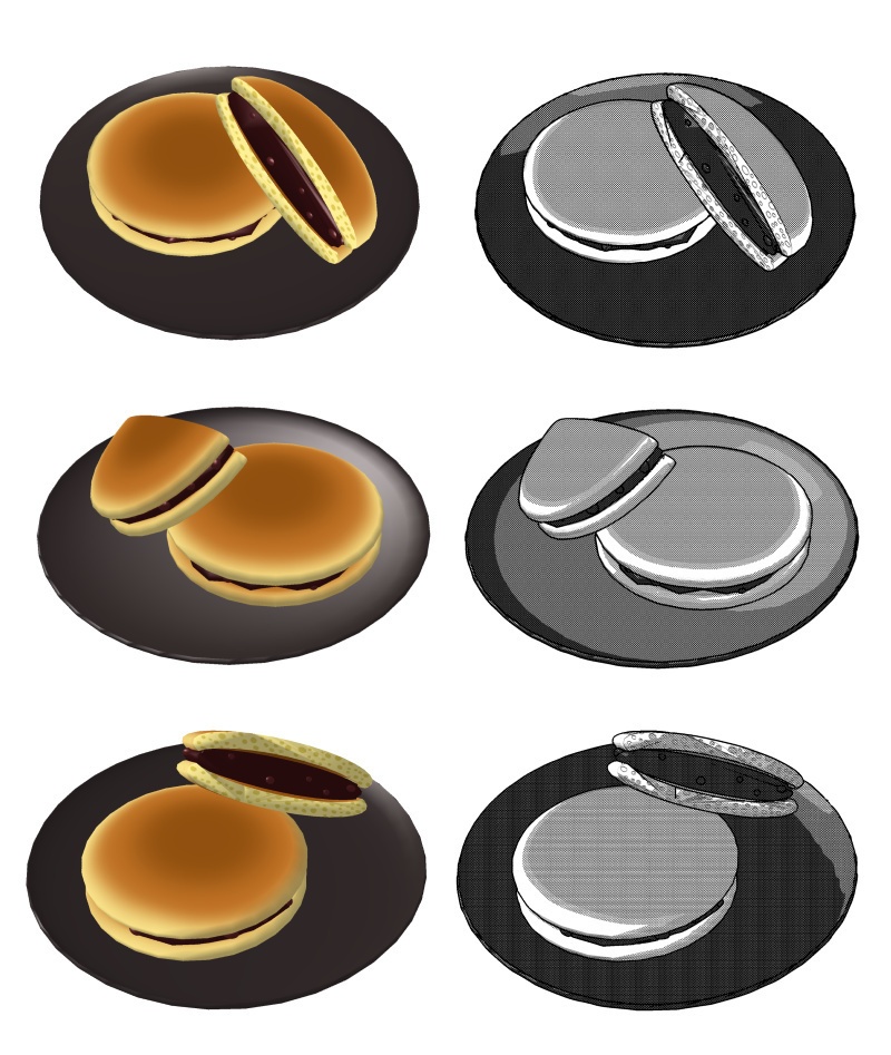 どら焼き 3D素材(クリスタ用)