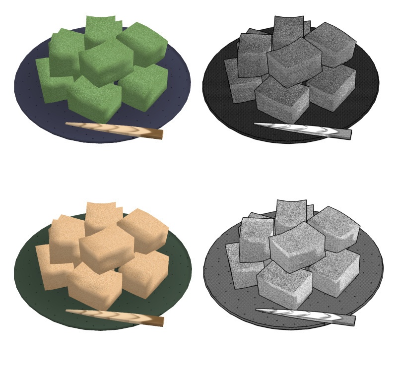 わらび餅 3D素材(クリスタ用)