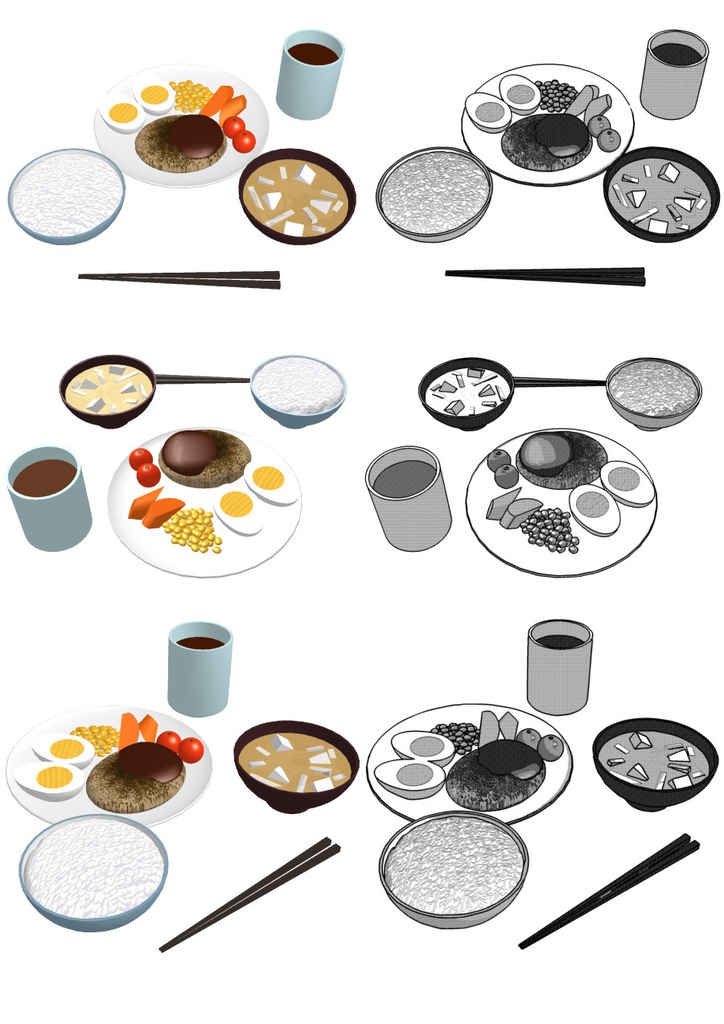 ハンバーグ 3D素材(クリスタ用)