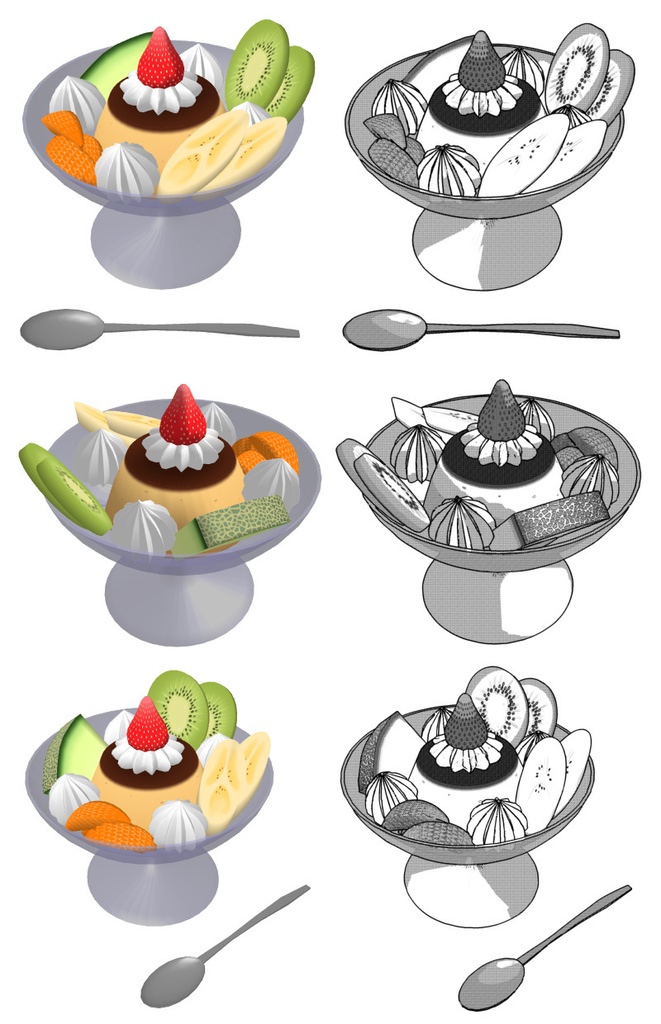 プリン・ア・ラ・モード 3D素材(クリスタ用)