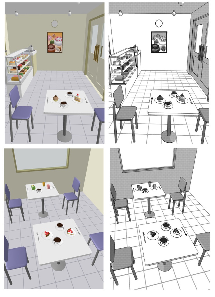 ケーキ屋さん 3D素材(クリスタ用)