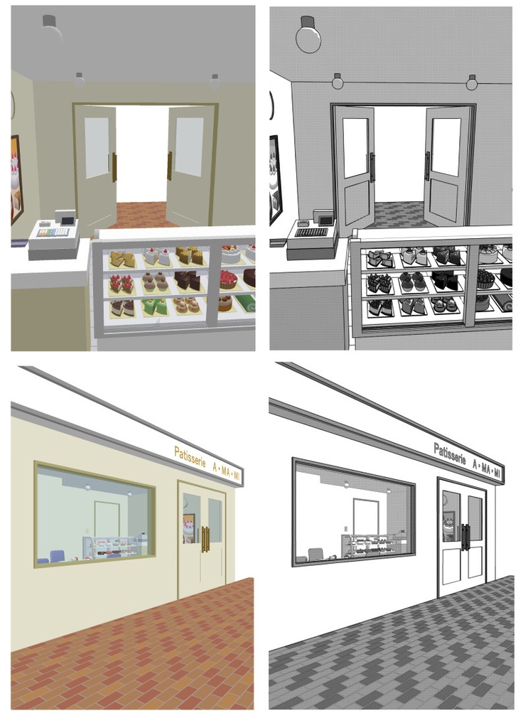 ケーキ屋さん 3D素材(クリスタ用)