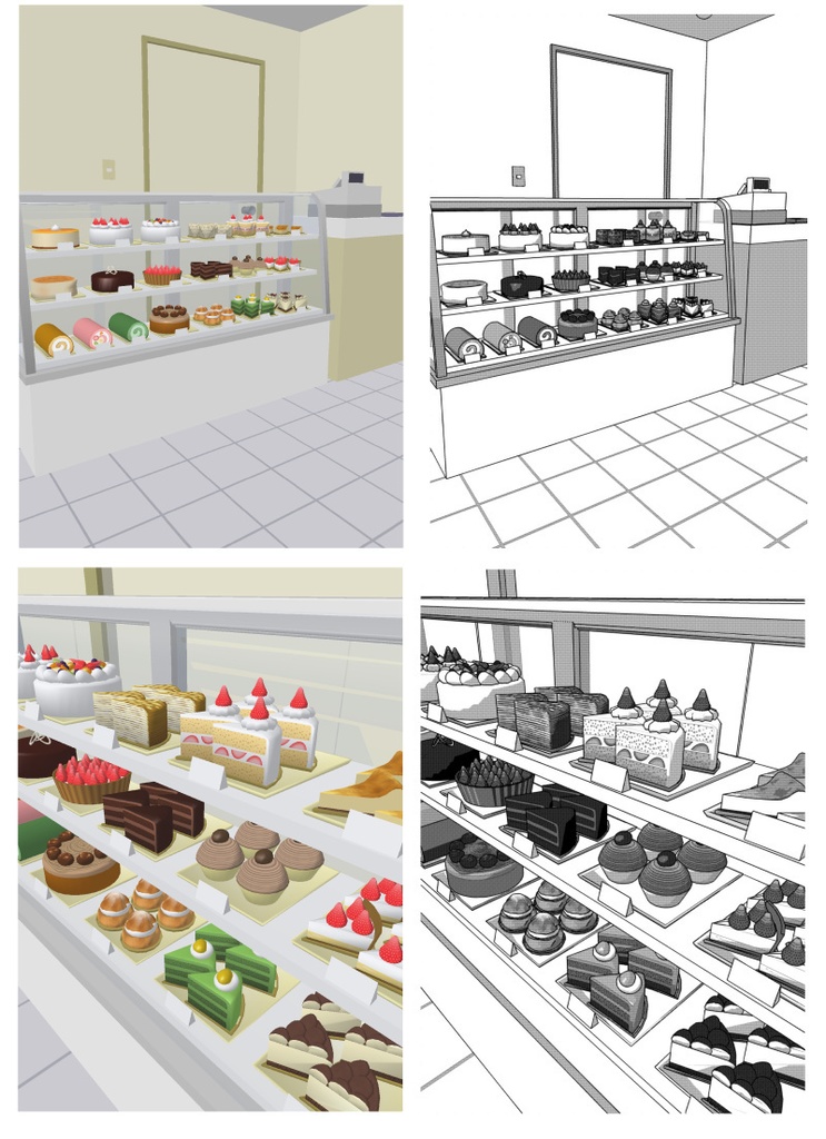 ケーキ屋さん 3D素材(クリスタ用)