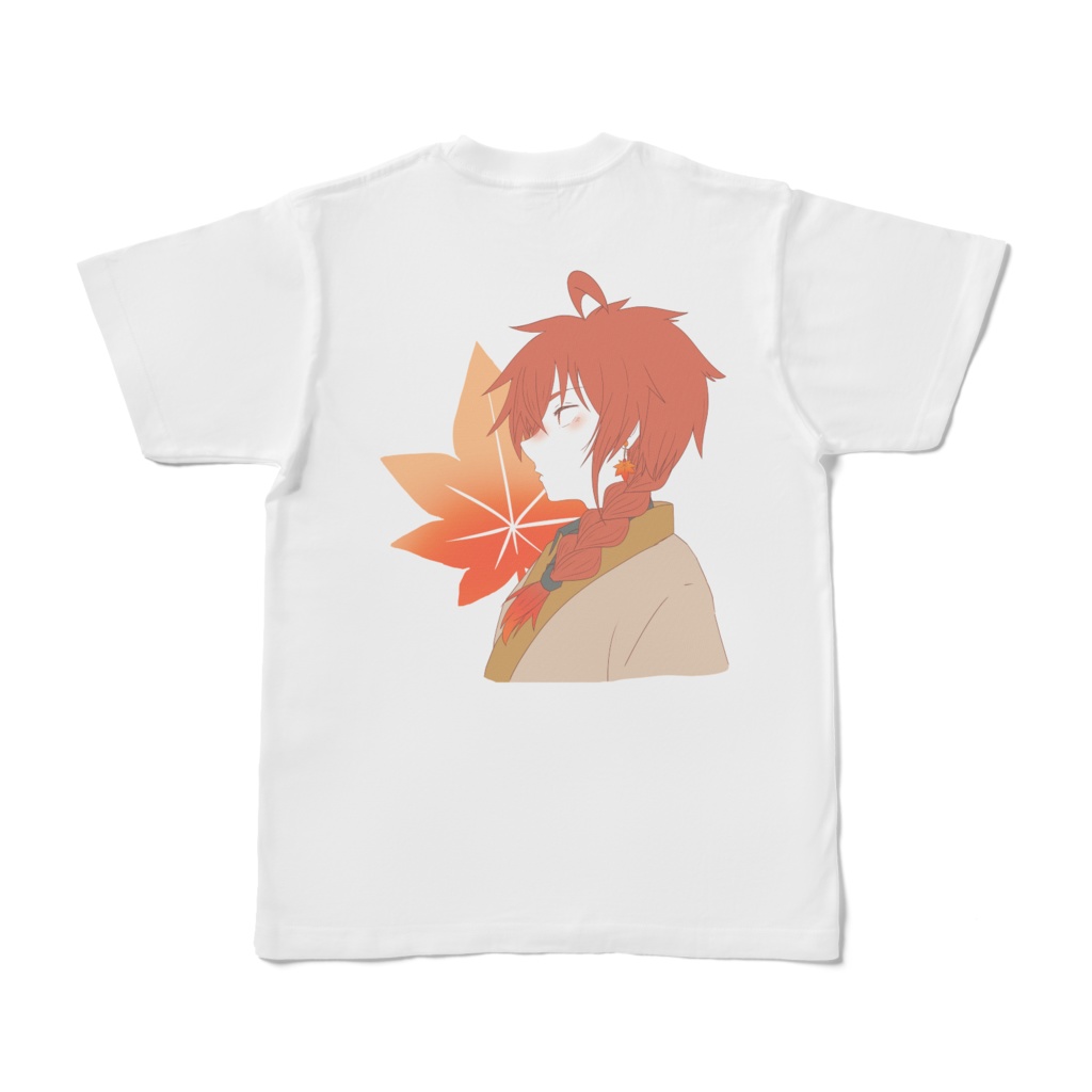 落葉 燈 四周年記念イラスト 両面Tシャツ 白 【デザイン1】