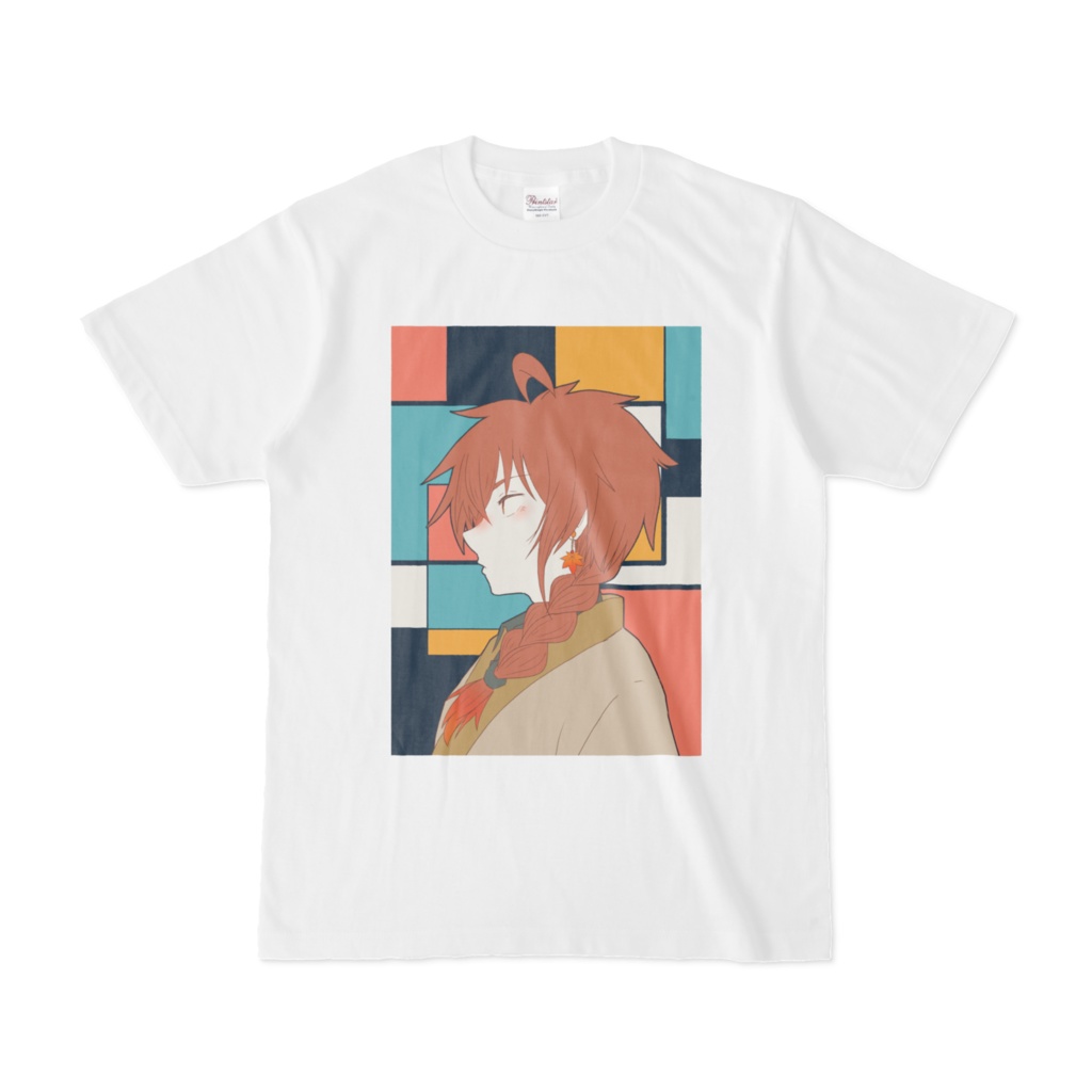 落葉 燈 四周年記念イラスト Tシャツ 白 【デザイン2】