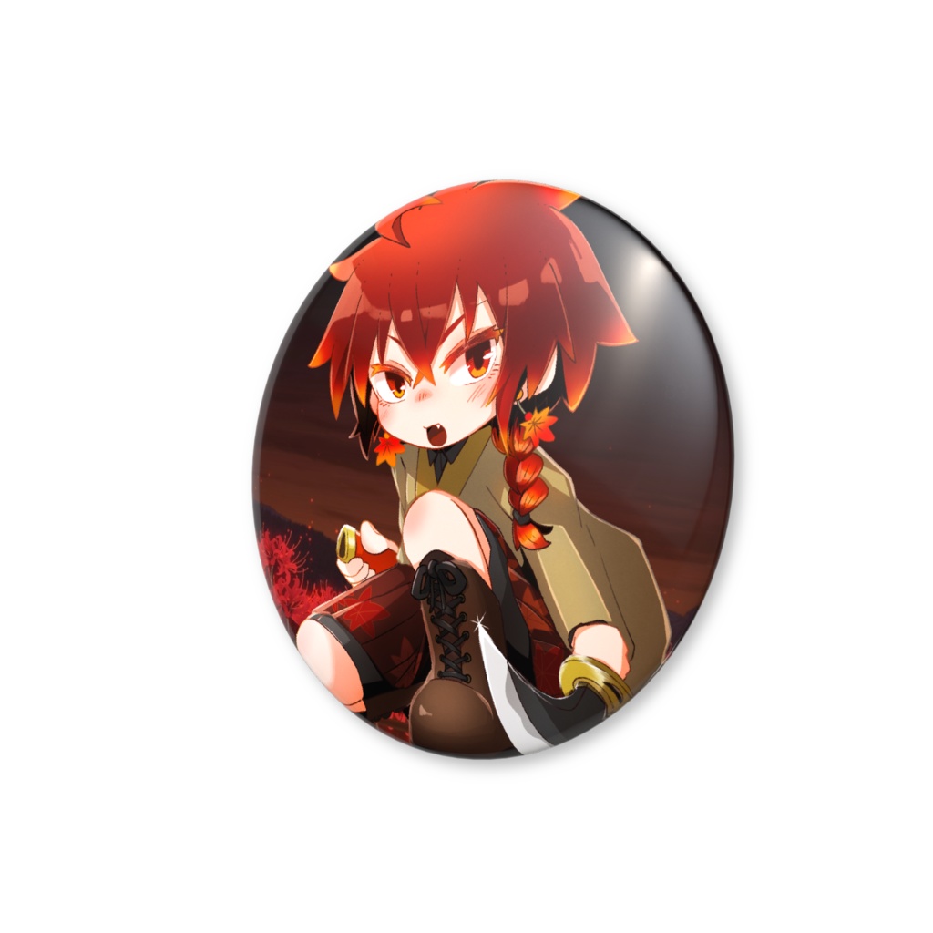 落葉 燈 四周年記念イラスト 缶バッジ二種類(44mm)