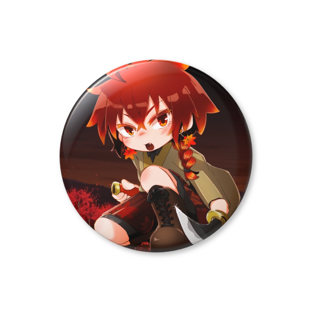 落葉 燈 四周年記念イラスト 缶バッジ二種類(44mm)