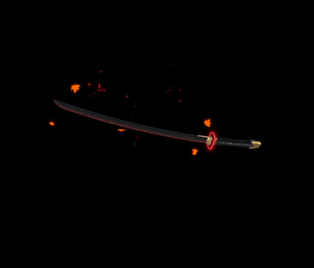 《VRCHAT想定MA対応》日本刀「水閃(みずのひらめき)」&「火羽衣(ひのはごろも)」&パーティクルセット《3Dモデル》