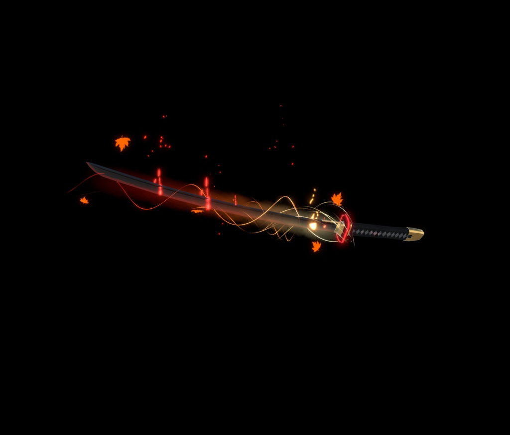 《VRCHAT想定MA対応》日本刀「水閃(みずのひらめき)」&「火羽衣(ひのはごろも)」&パーティクルセット《3Dモデル》