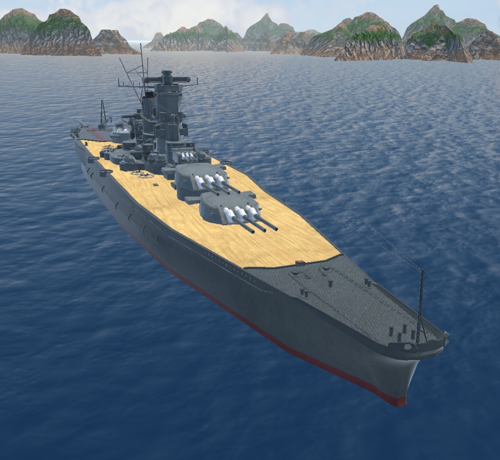 《VRCHAT想定》戦艦「武蔵(たけくら)」+主砲、対空砲ギミック付き
