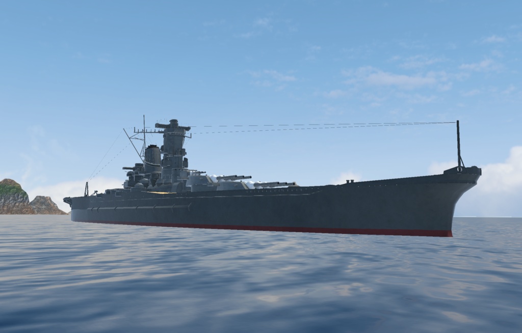 《VRCHAT想定》戦艦「武蔵(たけくら)」+主砲、対空砲ギミック付き