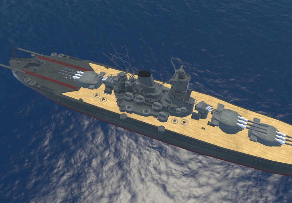 《VRCHAT想定》戦艦「武蔵(たけくら)」+主砲、対空砲ギミック付き