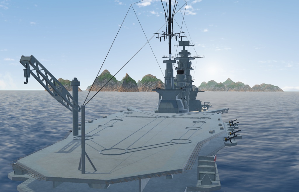 《VRCHAT想定》航空戦艦 B-ISE(伊勢)+主砲、対空砲ギミック付き《3Dモデル》