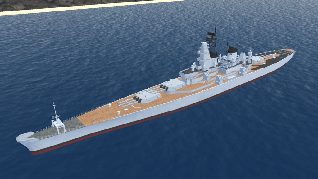 《VRChat想定》戦艦 B-iowa(アイオワ)+主砲、対空砲ギミック付き