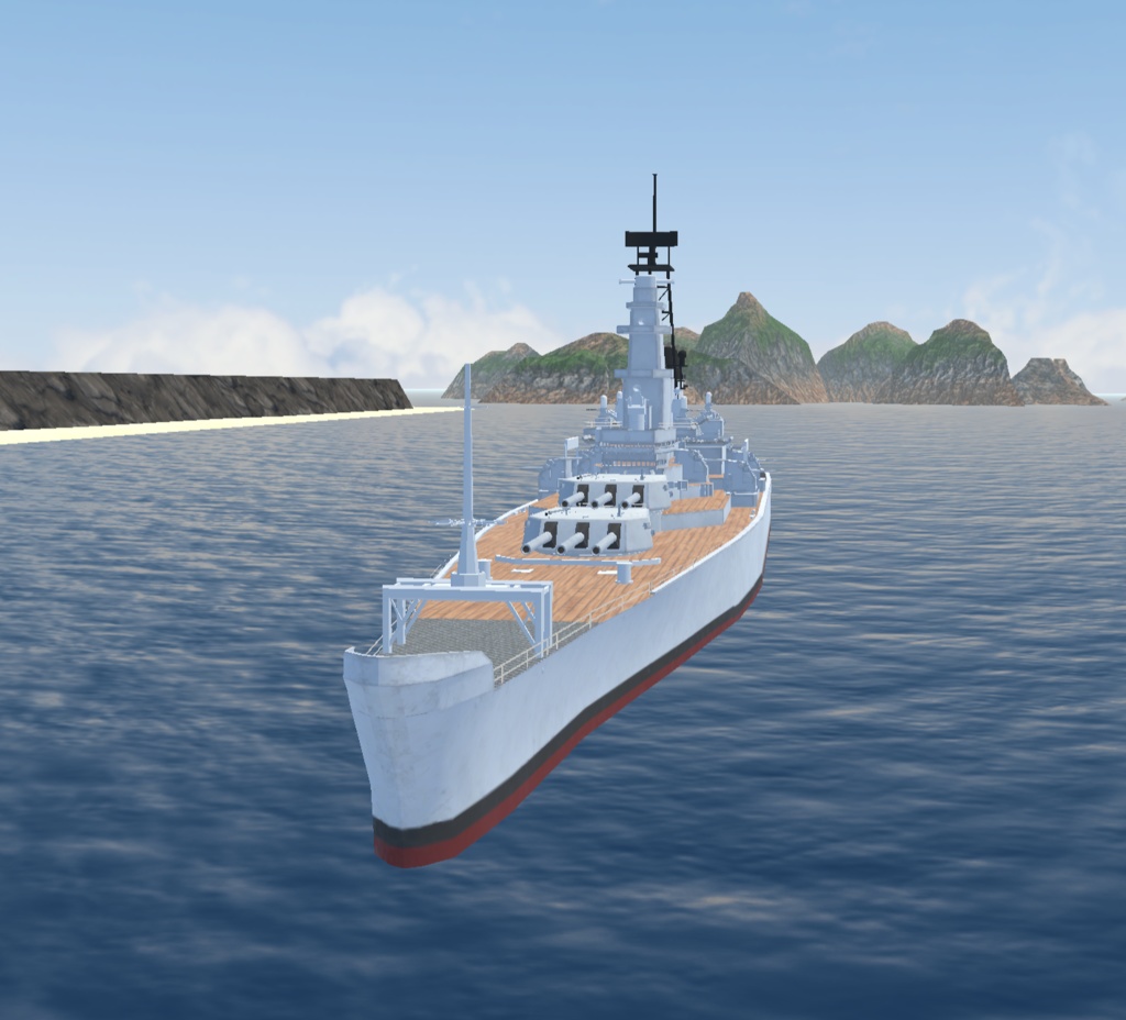 《VRChat想定》戦艦 B-iowa(アイオワ)+主砲、対空砲ギミック付き