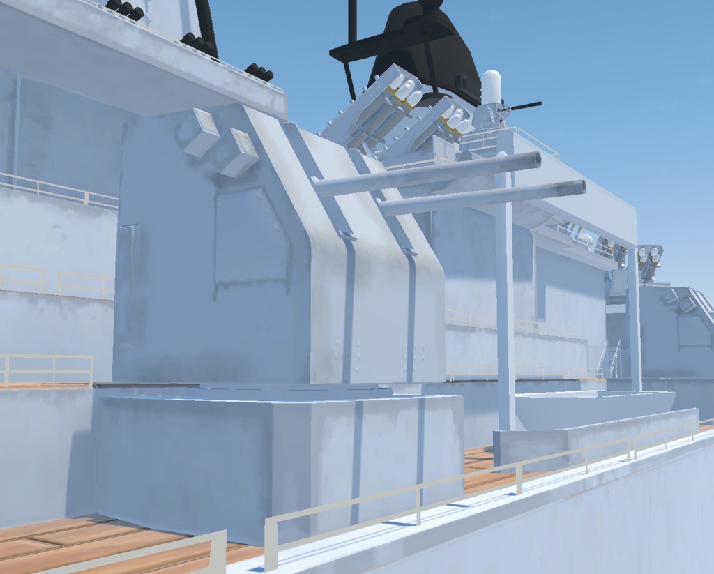 《VRChat想定》戦艦 B-iowa(アイオワ)+主砲、対空砲ギミック付き
