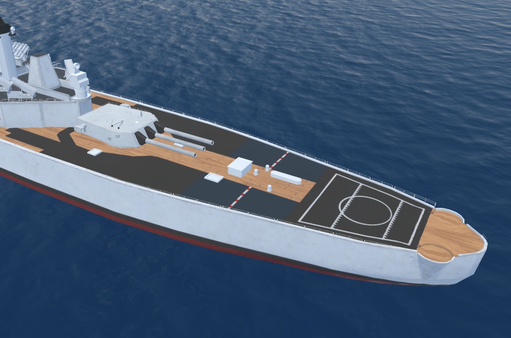 《VRChat想定》戦艦 B-iowa(アイオワ)+主砲、対空砲ギミック付き