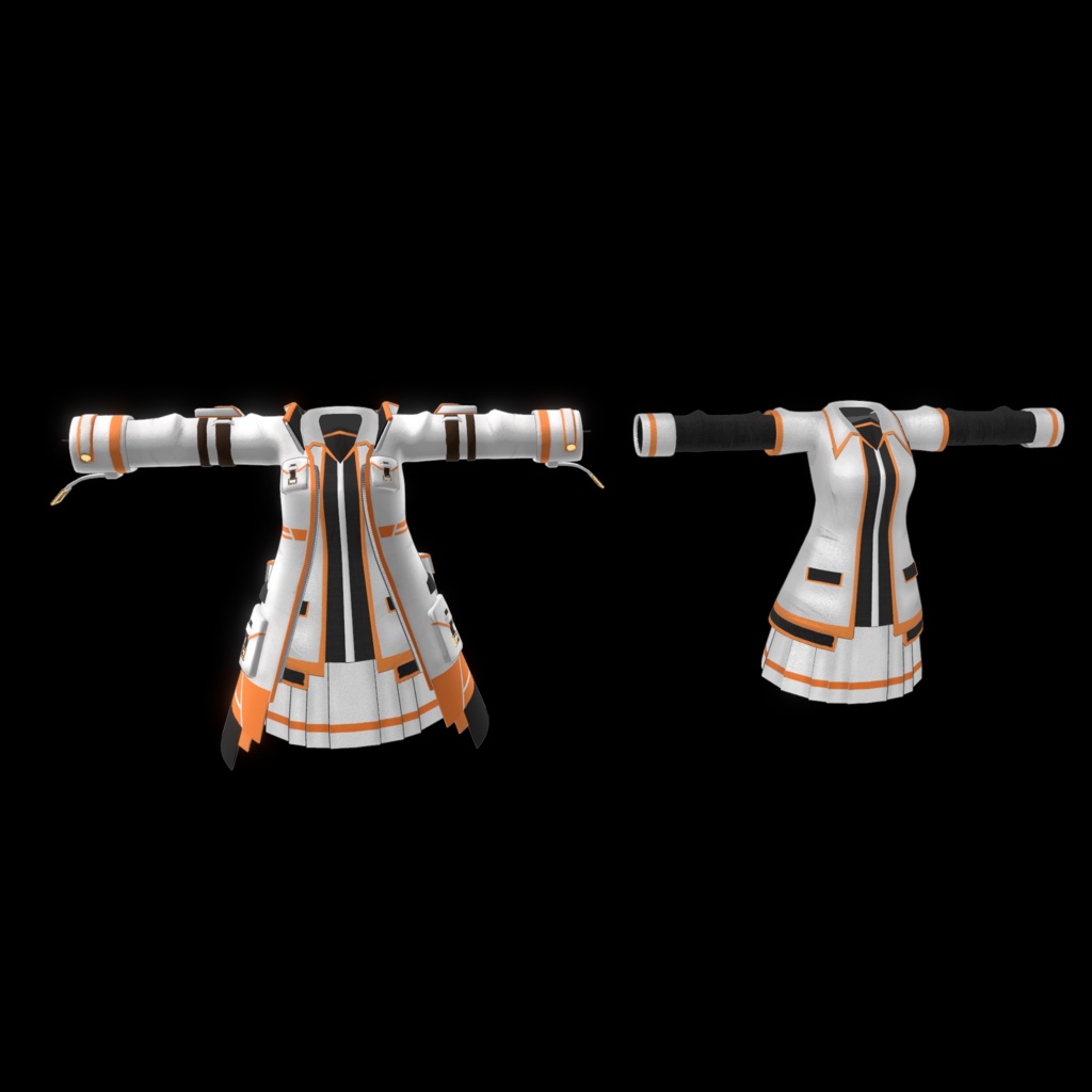 【20アバター対応、MA対応】学生機関な戦闘制服コーデ【VRChat想定 衣装3Dモデル】