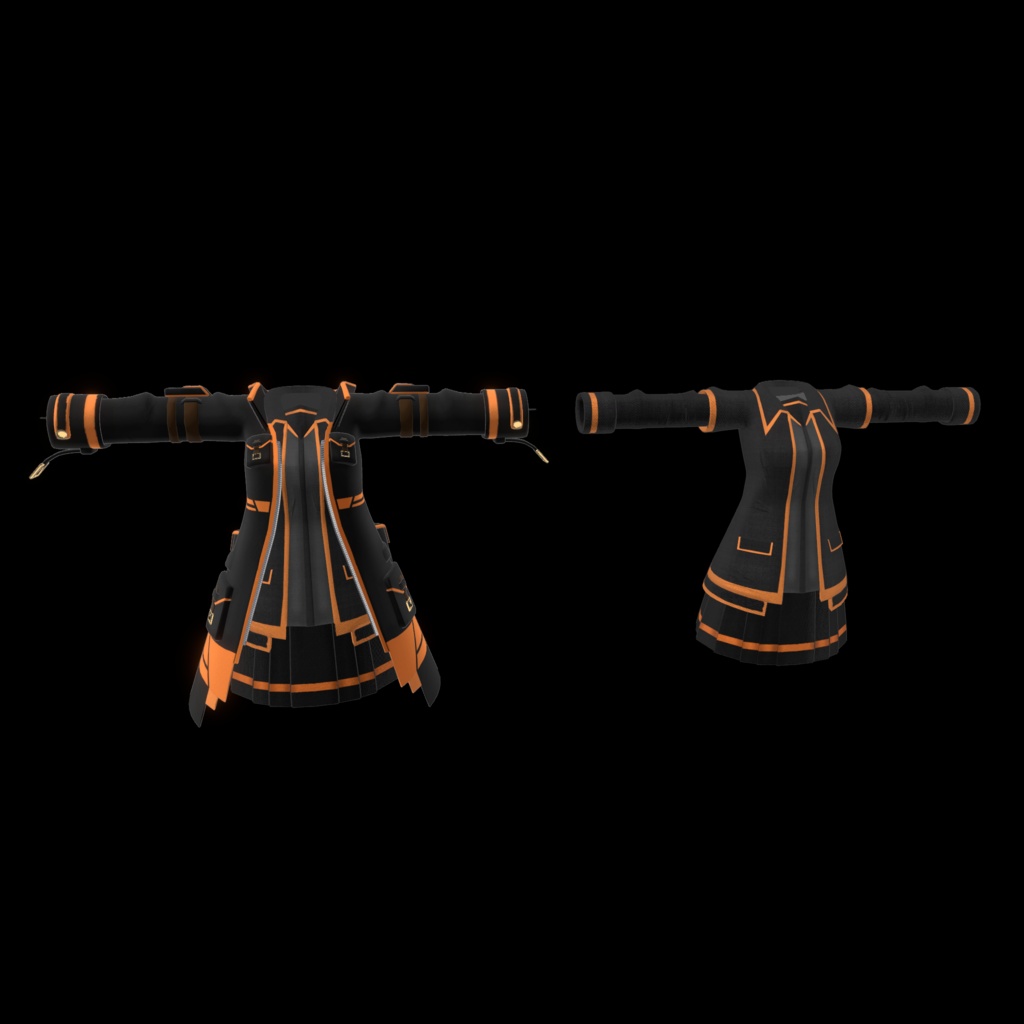 【20アバター対応、MA対応】学生機関な戦闘制服コーデ【VRChat想定 衣装3Dモデル】