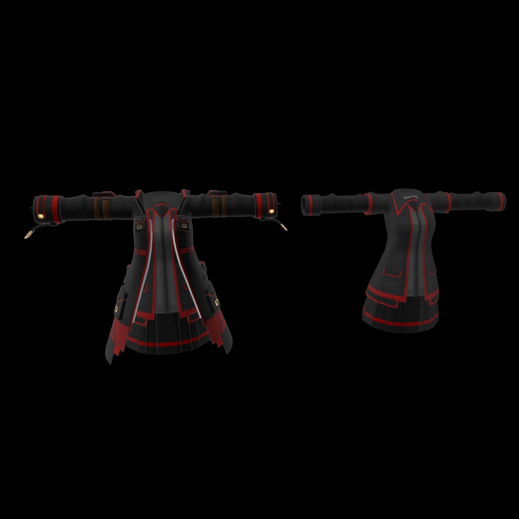 【20アバター対応、MA対応】学生機関な戦闘制服コーデ【VRChat想定 衣装3Dモデル】