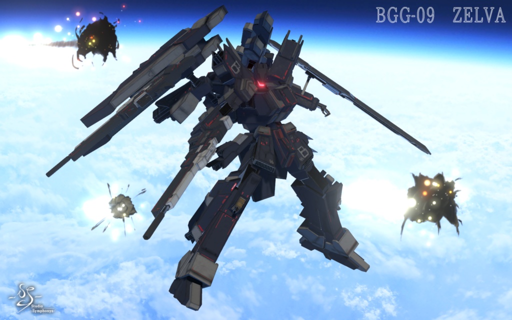 【VRChat想定】人型兵器BGG09-Zelva(ゼルヴァ)【簡易プラモデルギミック、操作可能3Dモデル】