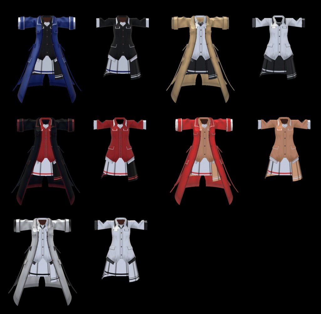 【20アバター対応、MA対応】私服なコートコーデ【VRChat想定 衣装3Dモデル】